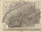 Carta Geografica Antica Svizzera Suisse Switzerland Stieler 1876 Old Antique Map