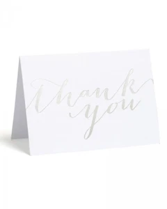 Value Pack Thank You Cards - 50 count - Silver Foil Script - Picture 1 of 3