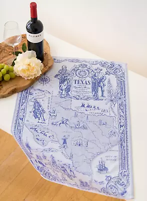 CRYSTAL ARROW Texas Kitchen Dish/Tea Towel Blue State Map Jacquard 100% Cotton Czech Made