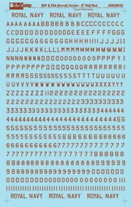 RAF & FAA Aircraft Serials: 8" Dull Red  - 1/48 scale Aviaeology Colours & Codes - Bild 1 von 1