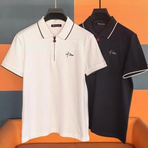 Kiton Camicia Uomo Ricamata Casual Mezza Cerniera Manica Corta - Foto 1 di 21