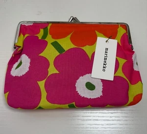 MARIMEKKO Mini-Unikko/Puolikas Kukkaro Geldbörse. Grün, Pink, Orange, Farbe 632. 20 - Bild 1 von 4