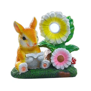 Solar Garten Dekofigur LED Hase Solarleuchte Gartenfigur Solarlicht Solarlampe - Picture 1 of 2