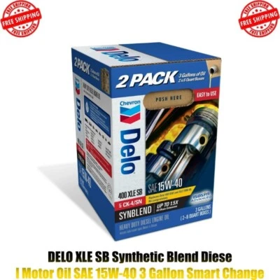Aceite de motor diésel DELO XLE SB mezcla sintética SAE 15W-40 3 galones cambio inteligente Foto 1 de 4