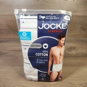 Jockey Classics Men's Full Rise Cotton Briefs 3 Pack Size 42 - Picture 1 of 4