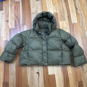 Banana Republic Damen kurze kurze kurze grüne gefütterte Daunenjacke mit Kapuze Gr. XXL 2XL - Bild 1 von 13