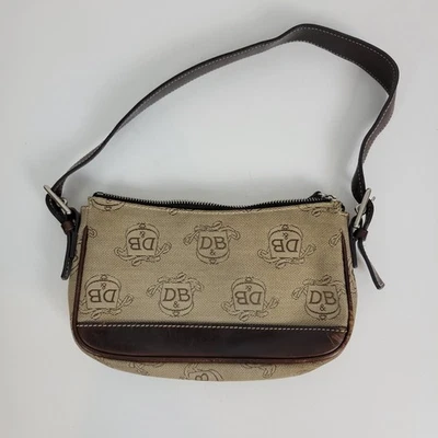 Bolso baguette vintage Dooney & Bourke para mujer talla única marrón con monograma mini cremallera Foto 1 de 4