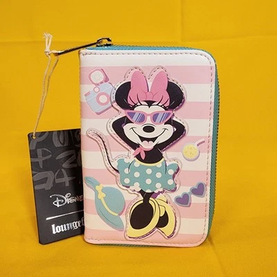 Cartera Loungefly Disney Minnie Mouse Estilo Vacacional Junto a la Piscina Rosa Cremallera Alrededor NUEVA Foto 1 de 4