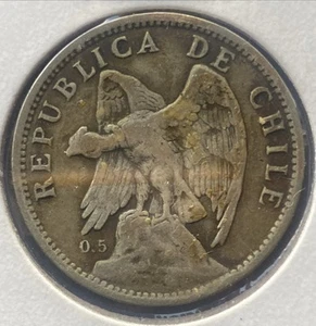 Moneta Argento 1 Peso Cile 1922 Aquila Condor - Foto 1 di 2