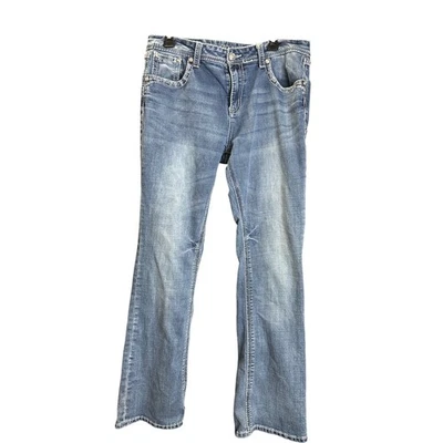 Pantalones de mezclilla para mujer Grace in LA talla 33 bolsillos adornados corte boot azul Foto 1 de 4