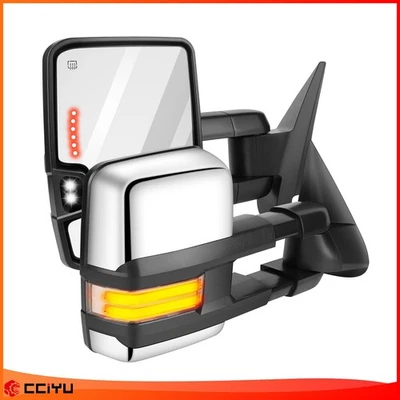 ?Par para 03-07 Chevy GMC Cromo Potencia Calefacción Dinámica LED Señales Espejos de Remolque Foto 1 de 4