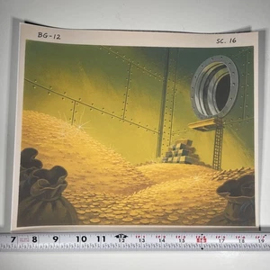 DUCK TALES Animation Cel Background Vintage Cartoons Scrooge MONEY VAULT R - Afbeelding 1 van 2