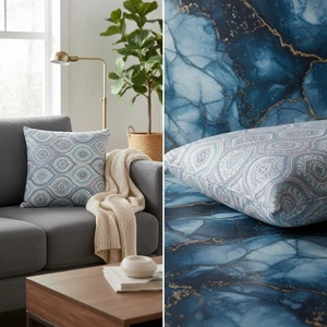 BASSETTI Hanbury C1 Cushion Cover in Satin - Turquoise Elegance - Picture 1 of 3