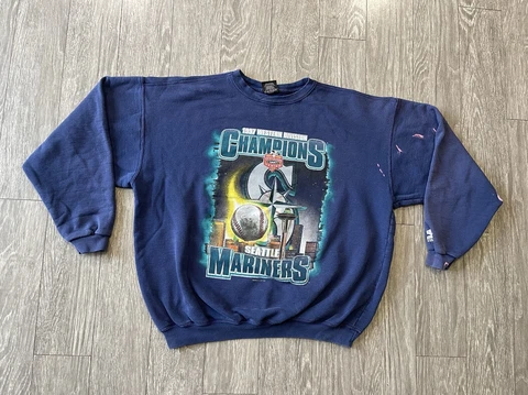 Vtg Seattle Starter Mariners 1997 Western Division Champions Sweatshirt Size XL Cover