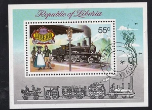 LIBERIA 1973 Sc.#C196 Old Train souvenir sheet 1 stamp inside CTO - Picture 1 of 1