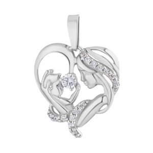 Kettenanhänger Silber 925 Silberanhänger Zirkonia Damenschmuck Charm Mutter Kind - Bild 1 von 5