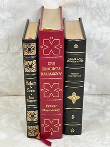 3 libros de prensa Easton, edición limitada encuadernados en cuero oro de 24 quilates crimen y castigo dorado - Imagen 1 de 19