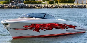 Red Tribal Dragon Boat Wrap, Tribal Dragon Boat Vinyl, Tribal Dragon Boat Decal - Picture 1 of 10