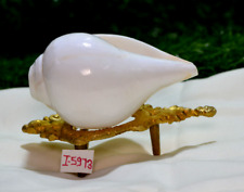 EXCLUSIVE BLOWING SOUND MAKING SHANKHA SHANKH CONCH SHELL WITH BRASS STAN~I-5973
