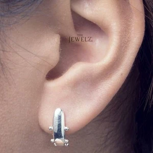 14K Solid Gold Hoop Dainty Minimalist Earrings - The Jewelz - Picture 1 of 4