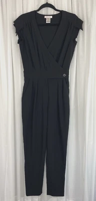 Pantalones Romeo & Juliet Couture Para Mujer Talla S Negros Mameluco Plisado Envolvente Top Foto 1 de 4