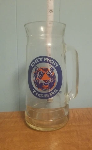 Detroit Tigers 7" Tall Glass Mug Beer Stein MLB Clear Cover