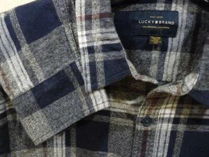 Lucky Brand schwarz & grau kariert weich warm mittelschwer Flanell L/S Shirt XL EUC - Bild 1 von 3