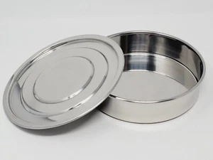 Lab Sieves Aperture Pan With Lid, 4'' Diameter 304 Stainless Steel - Picture 1 of 5