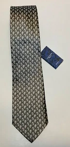 Luciano Gatti Platinum Mens Metallic Grey White Pink Mini Paisley Woven Silk Tie - Picture 1 of 4