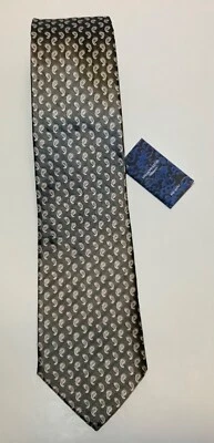 Corbata de seda tejida de cachemira Luciano Gatti Platinum para hombre gris metálico blanco rosa Foto 1 de 4
