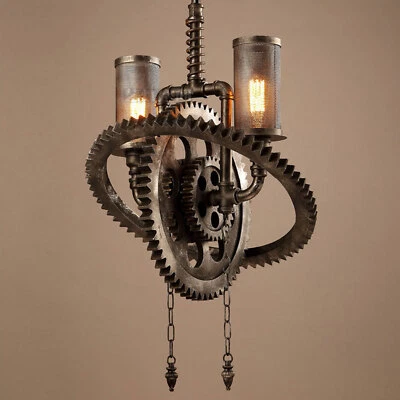 Gear Shape Chandelier Steampunk Ceiling Light Industrial Pendant Lamp Fixture - Image 1 of 4