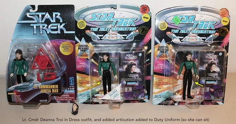 Vintage Playmates Star Trek TNG DEANNA TROI CUSTOM 3 FIGURE LOT - Duty Spencers Cover