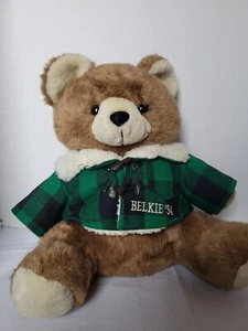 Belkie Oso Marrón Peluche 18 Pulgadas Negro Rojo Chaqueta 1994 Peluche Juguete - Imagen 1 de 5