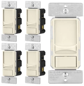 5 Pack - Eaton 300W LED Slide Dimmer Switch 3-Way, Light Almond Cream SUL06P-LA - Picture 1 of 10