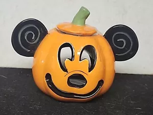 DISNEY Mickey Mouse Thanksgiving Pumpkin Votive Candle Holder Tea Light Ceramic - Picture 1 of 6
