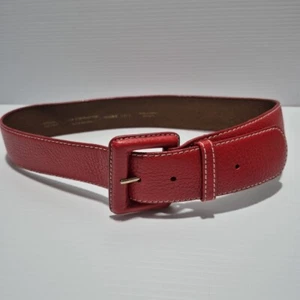 Liz Claibourne Red Leather Belt Size M - 79cm - 4.4cm Wide - Made in Korea - Picture 1 of 5