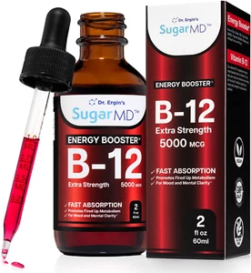 Vitamin B12 5000 Mcg Liquid Drops โ 2 Fl Oz (60Ml) Energy Drops for Women and Me - Picture 1 of 12