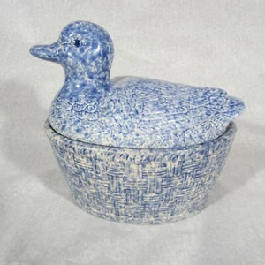 Bleu Cordon Cook'N Serve Blue Stoneware Duck 2 pc. Soup Terrine Casserole Dish - Picture 1 of 8