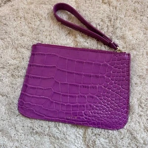 Jigsaw purple crocodile reptile leather clutch spring summer - Picture 1 of 6