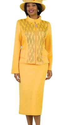 Traje Falda Buceo Lily And Taylor Cremallera Frontal Talla 12 Dos Piezas Color Amarillo  Foto 1 de 2