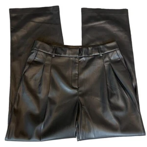 House OF Harlow 1960 Pant Womens 14 Pleated Straight Leg Faux Leather Trousers - Picture 1 of 10