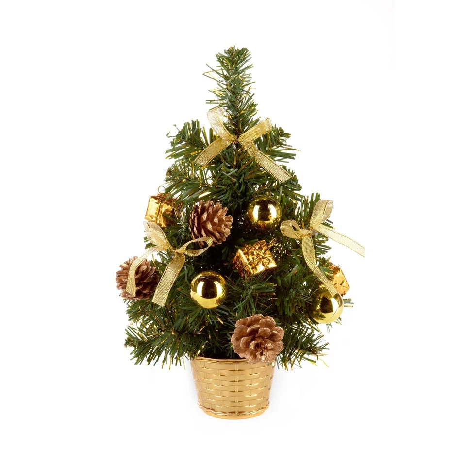 30cm Miniature Gold Tabletop Christmas Tree Decoration - Image 1 of 1