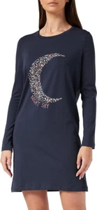 Iris & Lilly Women's Long Sleeve Flannel Nightdress, Navy, Stars, 14