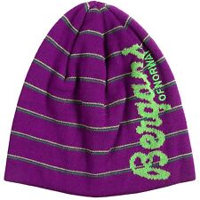 Bergans of Norway - O/S - Purple & Green Pin Striped Logo Kuling Beanie Hat