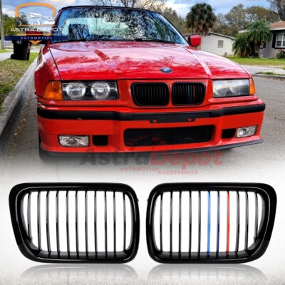 For 1997-1999 BMW E36 M3 3-series Coupe LCI Front Bumper Kidney Grill M-color 2X - Image 1 of 4