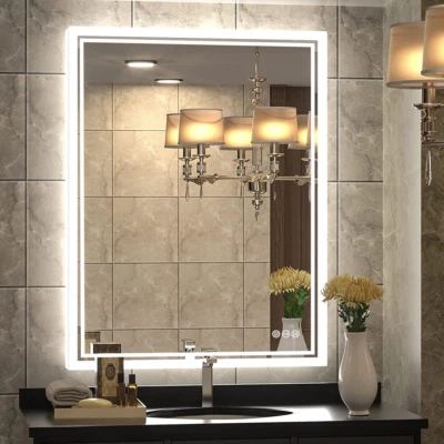 Lichtspiegel Badspiegel mit Beleuchtung Wandspiegel Touch Wandschalter Stecker  - Bild 1 von 4