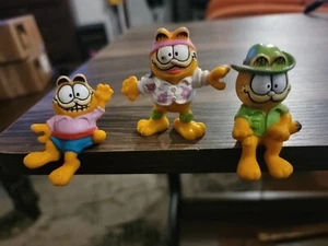 3x Vintage Garfield the Cat McDonalds Character Toy Figures 1980s - Picture 1 of 3
