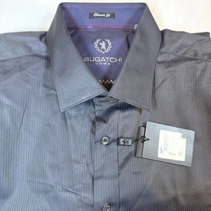 Bugatchi NWT Men's Purple Stripe UOMO Cotton Classic Fit Dress Shirt XL  - Picture 1 of 10