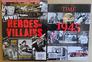 2 WWII mags Time 1945 & WWII Heroes & Villains - Imagen 1 de 7