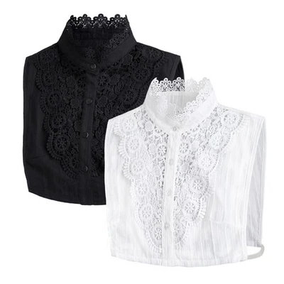 Mujer Victoriano Cuello Jacquard Falso Desmontable Cuello Dickey Cuello Simulado Foto 1 de 4